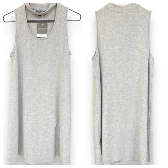 TOPSHOP High Neck Sleeveless Cutout Mini Shift Dress 8 NWT - Picture 1 of 4